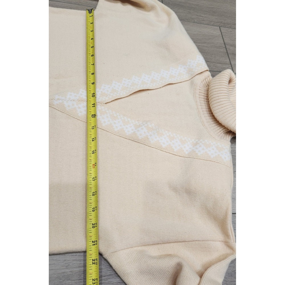 Vintage Liz Claiborne Lambswool Blend Turtleneck Sweater Cream/Peach Women's M - Picture 13 of 13
